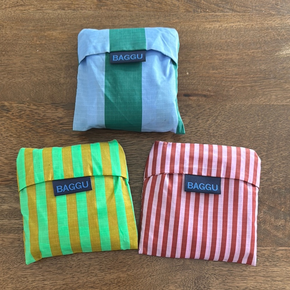 BAGGU Standard Baggu Striped Set - Green, Blue, Pink